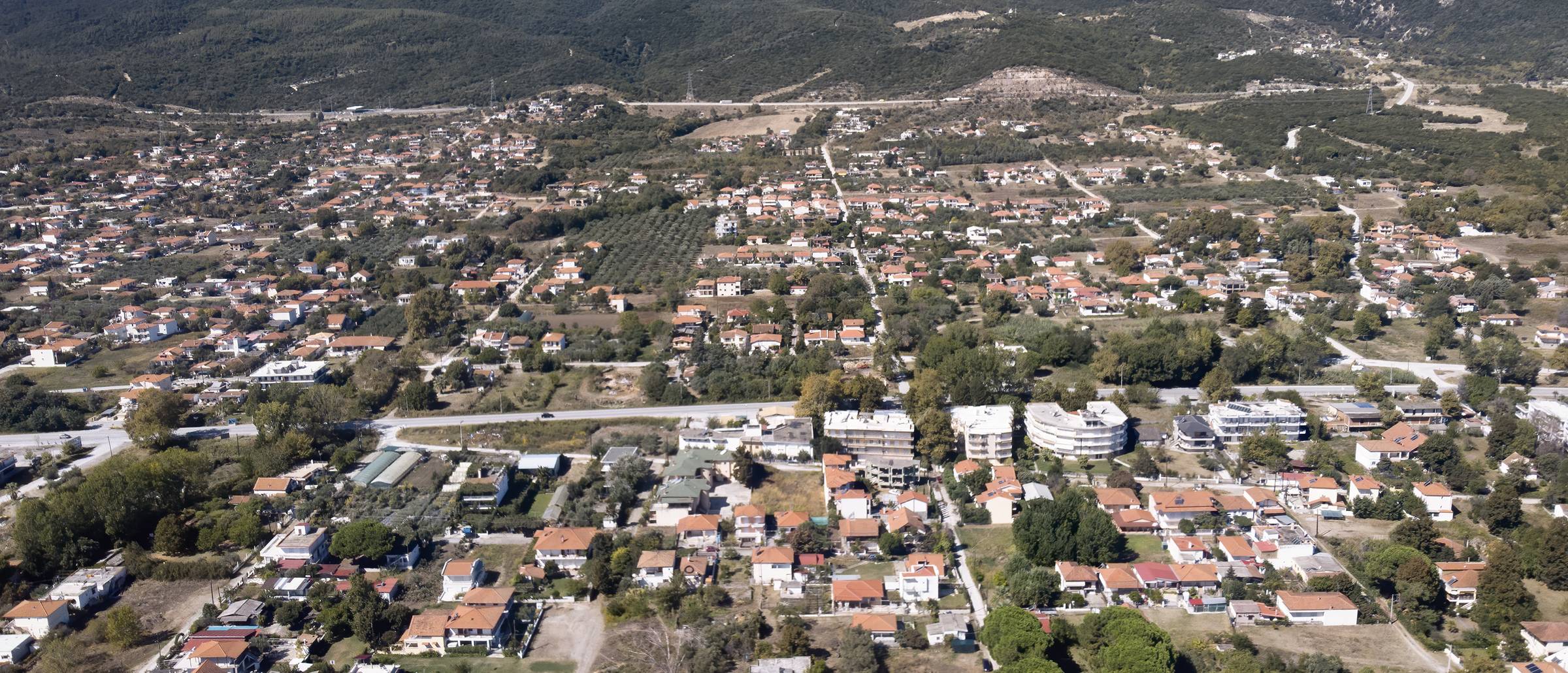 Vista aérea de un barrio residencial